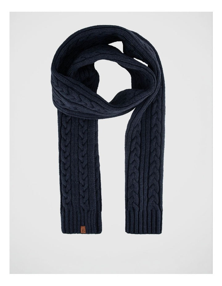 Cable Knit Scarf Winter Accessory Navy