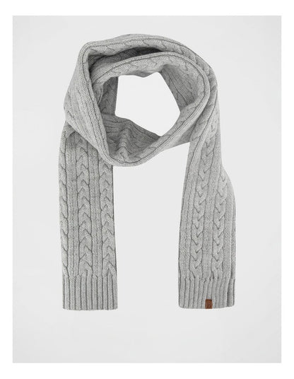 Cable Knit Scarf Winter Accessory Grey Marle