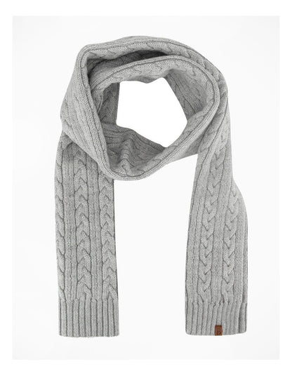 Cable Knit Scarf Winter Accessory Grey Marle