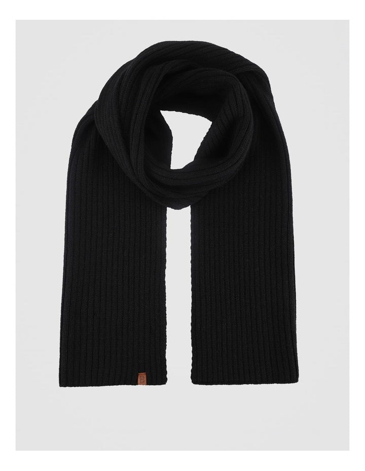 Double Rib Knit Scarf  Winter Accessory Black