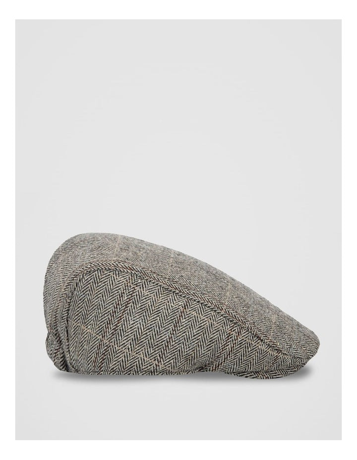 Herringbone Plaid Driving Cap Hat Grey