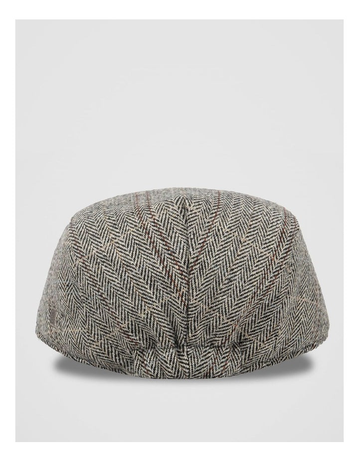Herringbone Plaid Driving Cap Hat Grey
