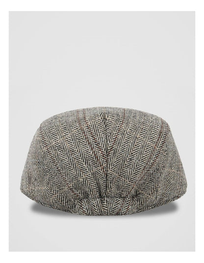 Herringbone Plaid Driving Cap Hat Grey