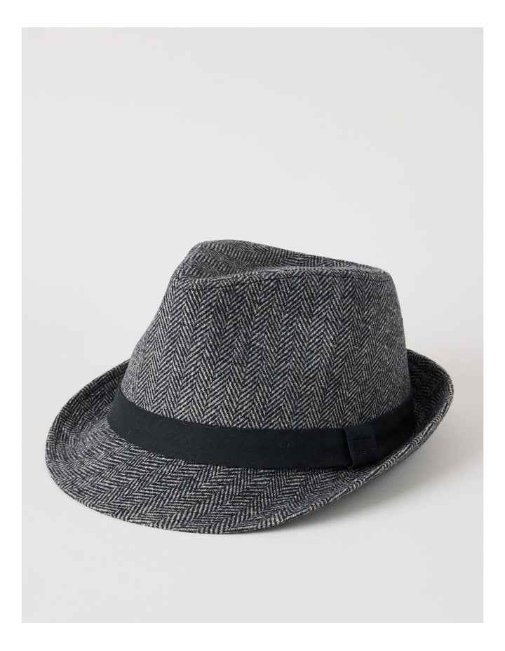 Melton Trilby Hat Plaid  Hat Charcoal