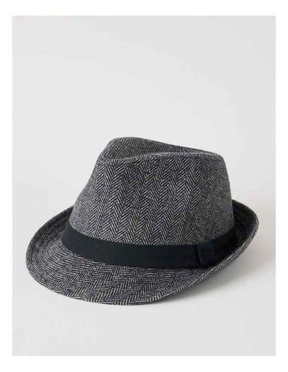 Melton Trilby Hat Plaid  Hat Charcoal