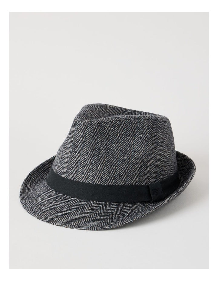 Melton Trilby Hat Plaid  Hat Charcoal
