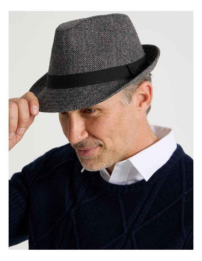 Melton Trilby Hat Plaid  Hat Charcoal