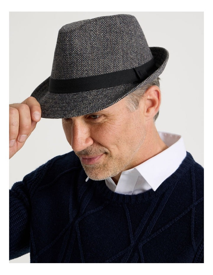 Melton Trilby Hat Plaid  Hat Charcoal