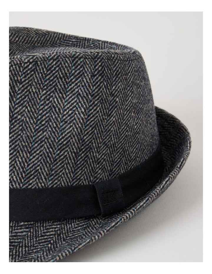 Melton Trilby Hat Plaid  Hat Charcoal