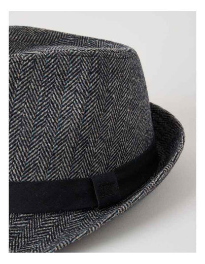 Melton Trilby Hat Plaid  Hat Charcoal