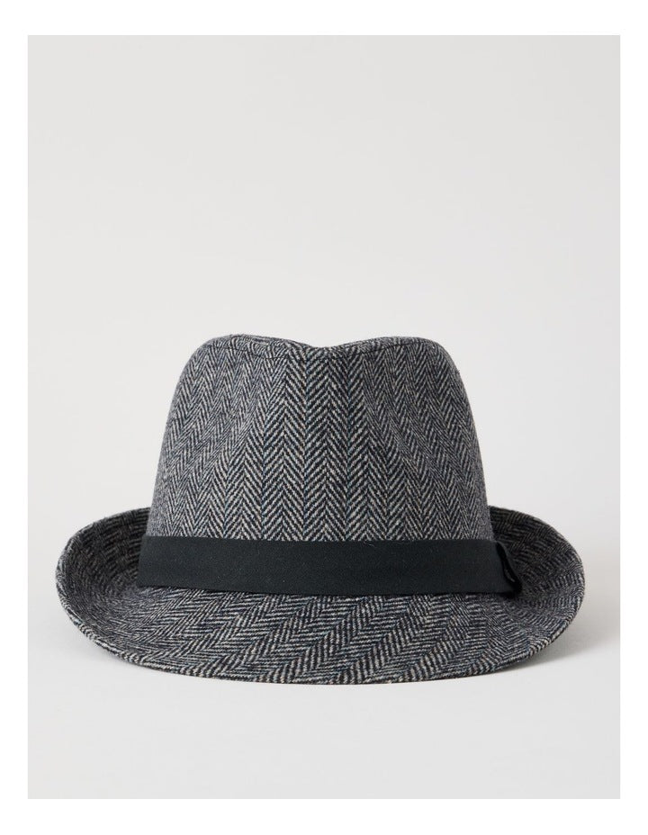 Melton Trilby Hat Plaid  Hat Charcoal