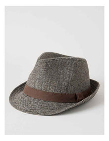 Melton Trilby Hat Plaid  Hat Brown