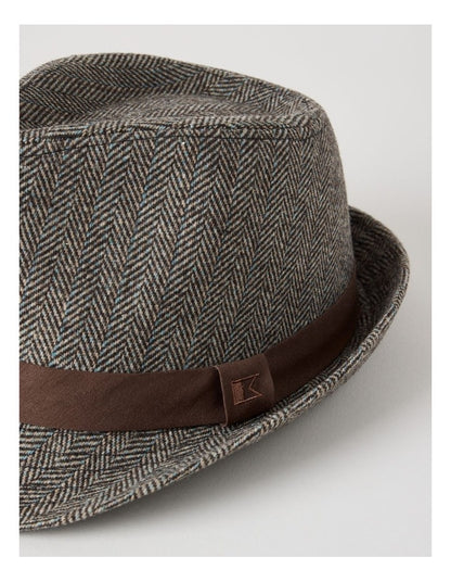 Melton Trilby Hat Plaid  Hat Brown