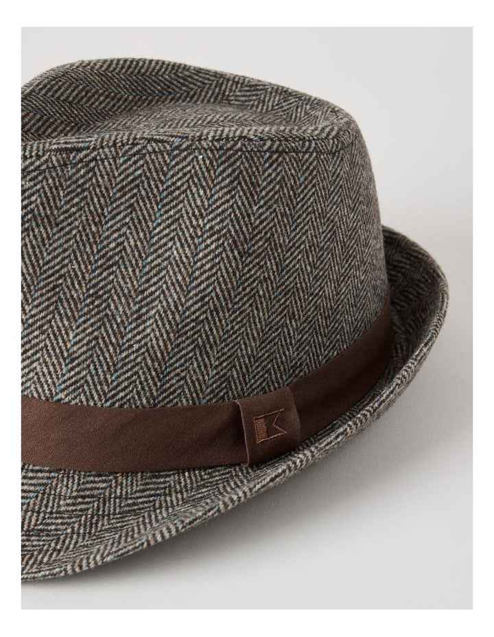 Melton Trilby Hat Plaid  Hat Brown