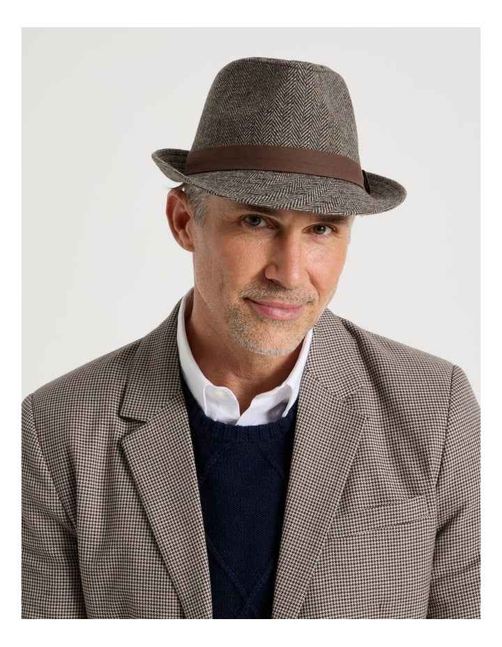 Melton Trilby Hat Plaid  Hat Brown