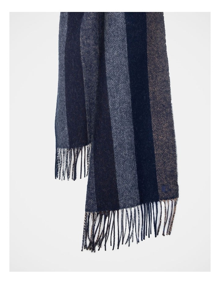 Herringbone Scarf  Winter Accessory Navy