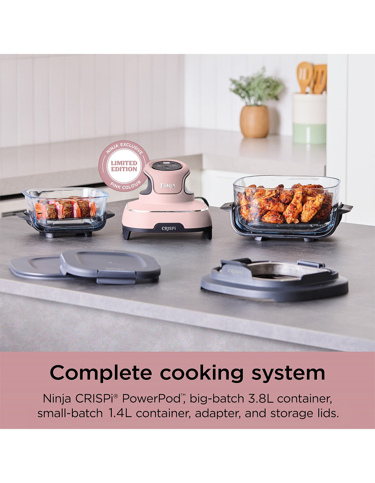 Crispi 4-in-1 Portable Glass Air Fryer Pink