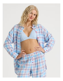 Lola Flannelette Boyfriend Shirt in Blue & Red Check Print