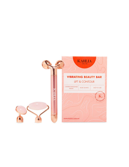 Rose Quartz Vibrating Beauty Roller Rose Gold