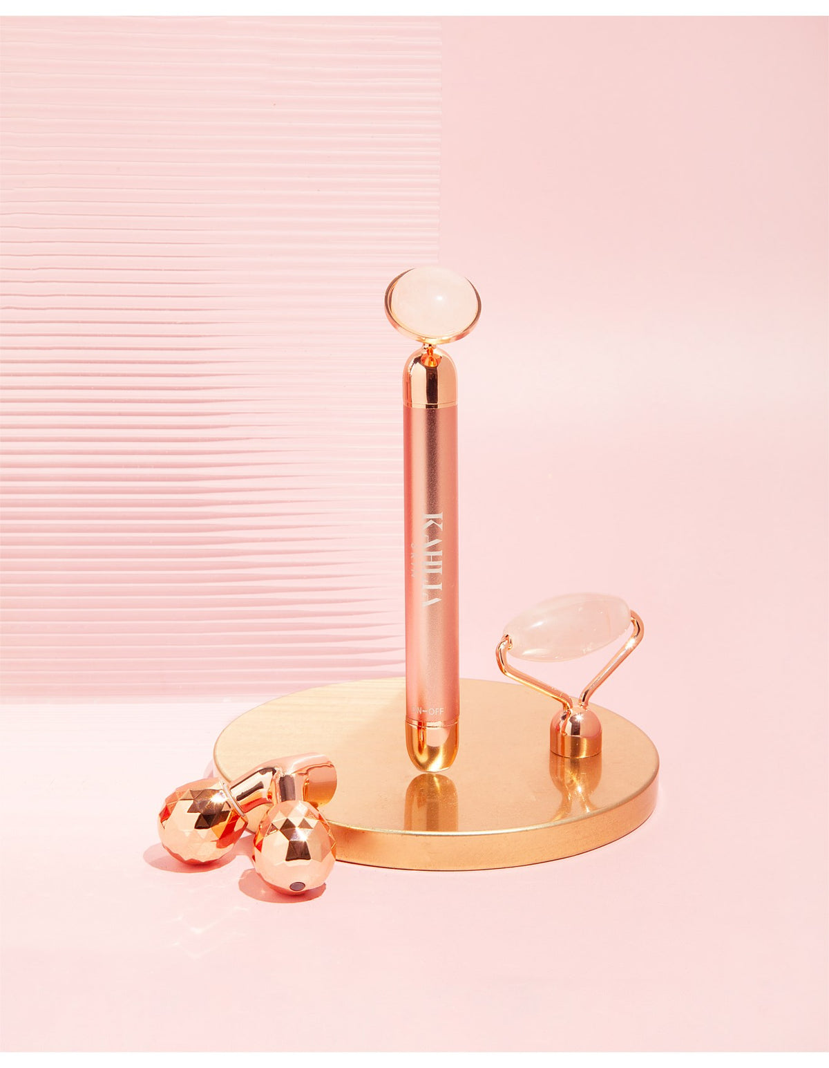 Rose Quartz Vibrating Beauty Roller Rose Gold