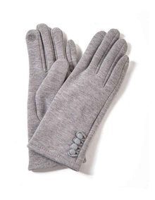 Button Trimmed Gloves in Pale Grey