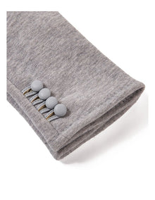 Button Trimmed Gloves in Pale Grey