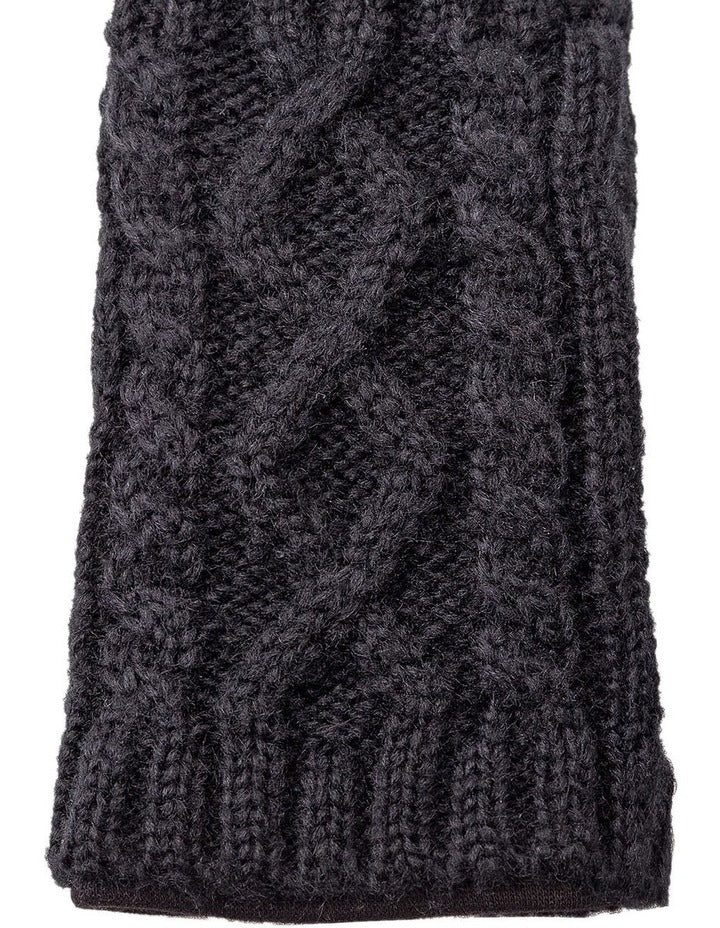 Ponte And Fingerless Knit Gloves in Black