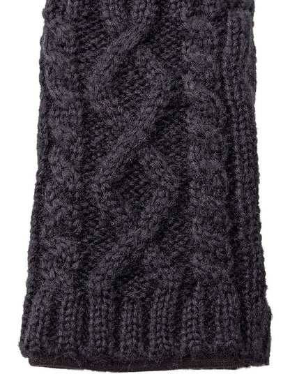 Ponte And Fingerless Knit Gloves in Black