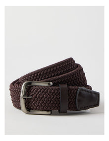 Woven Casual Belt Brown With Brown Leather Trim Belt Brown