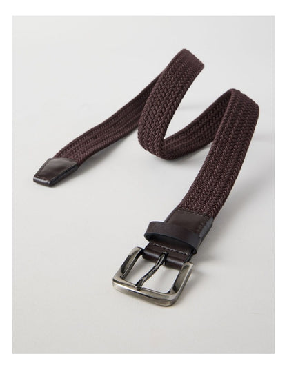 Woven Casual Belt Brown With Brown Leather Trim Belt Brown