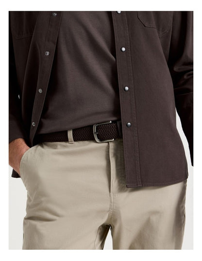Woven Casual Belt Brown With Brown Leather Trim Belt Brown