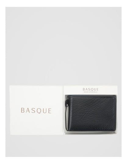 Bifold Flip Pebbled Leather Wallet With Coin Purse Black Wallet Black
