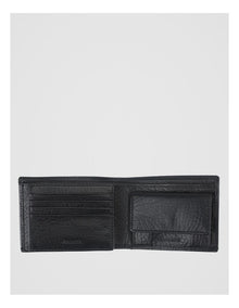 Bifold Flip Pebbled Leather Wallet With Coin Purse Black Wallet Black