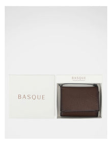 Trifold Pebbled Leather Wallet With Flip Id Brown Wallet Brown