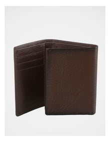 Trifold Pebbled Leather Wallet With Flip Id Brown Wallet Brown