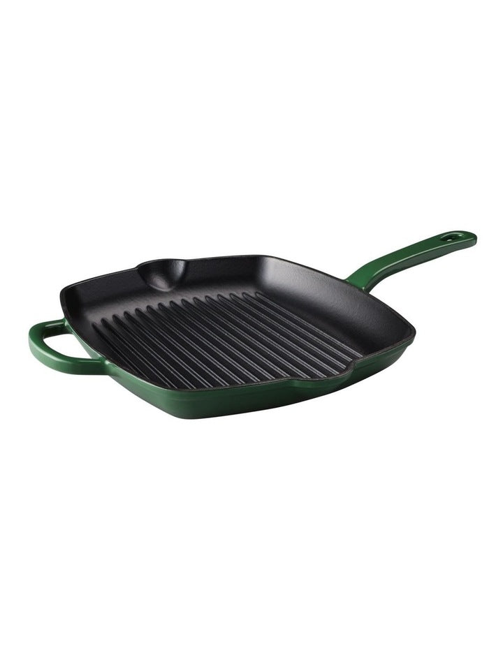 Cast Iron Grill Pan 27.5cm in English Racing Green