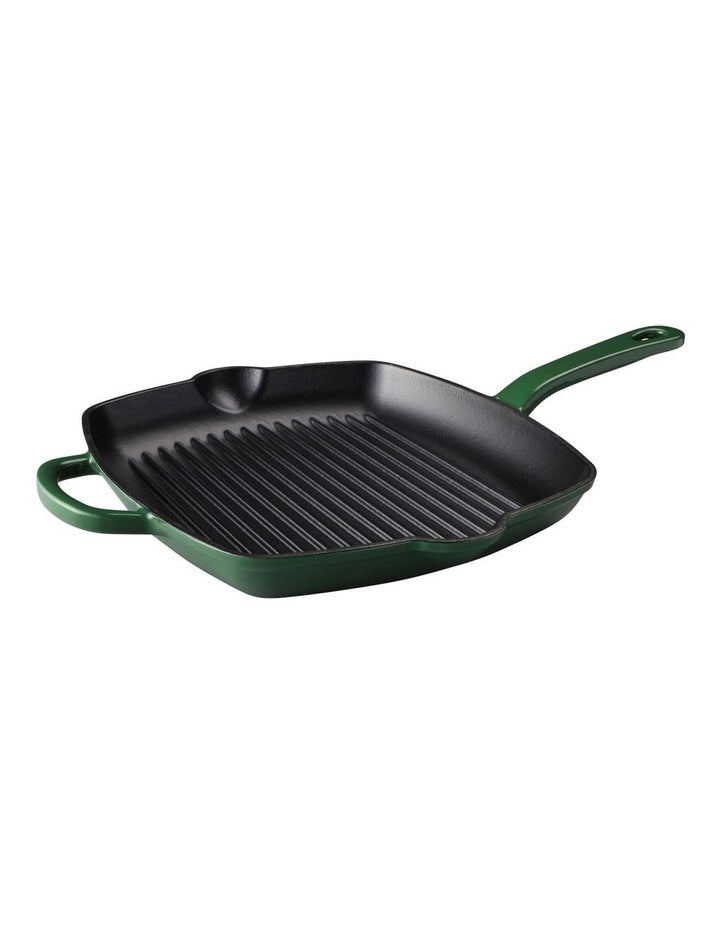 Cast Iron Grill Pan 27.5cm in English Racing Green