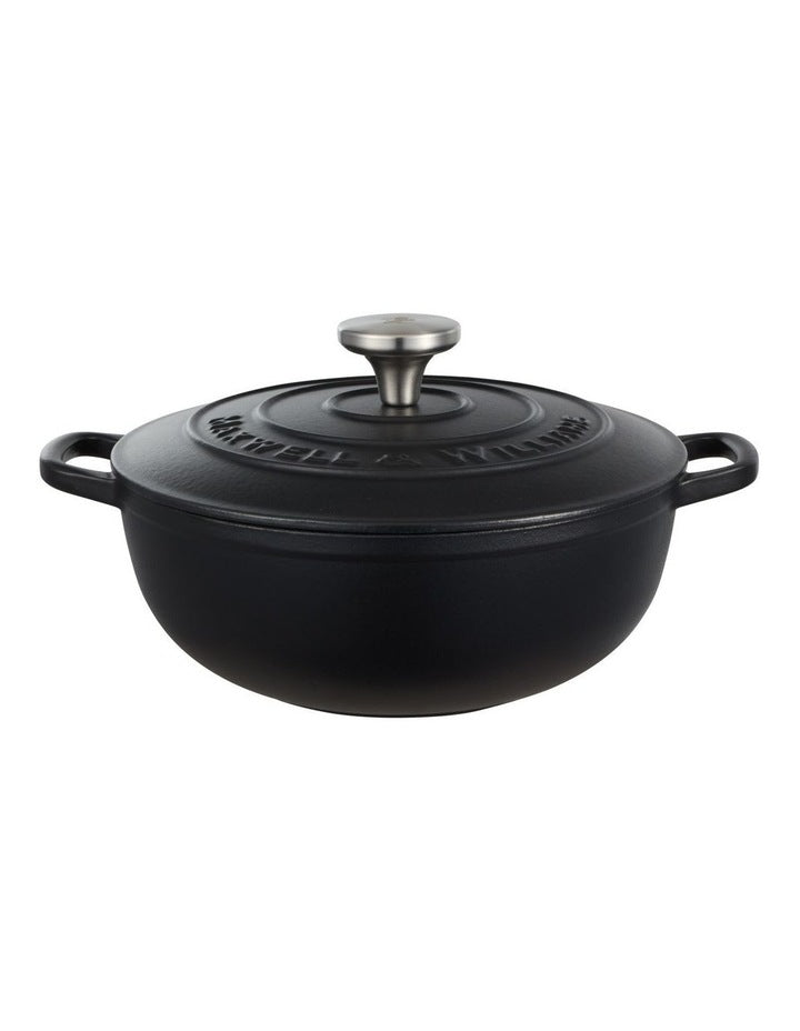 Cast Iron Round Casserole 24cm/3.3L in Black