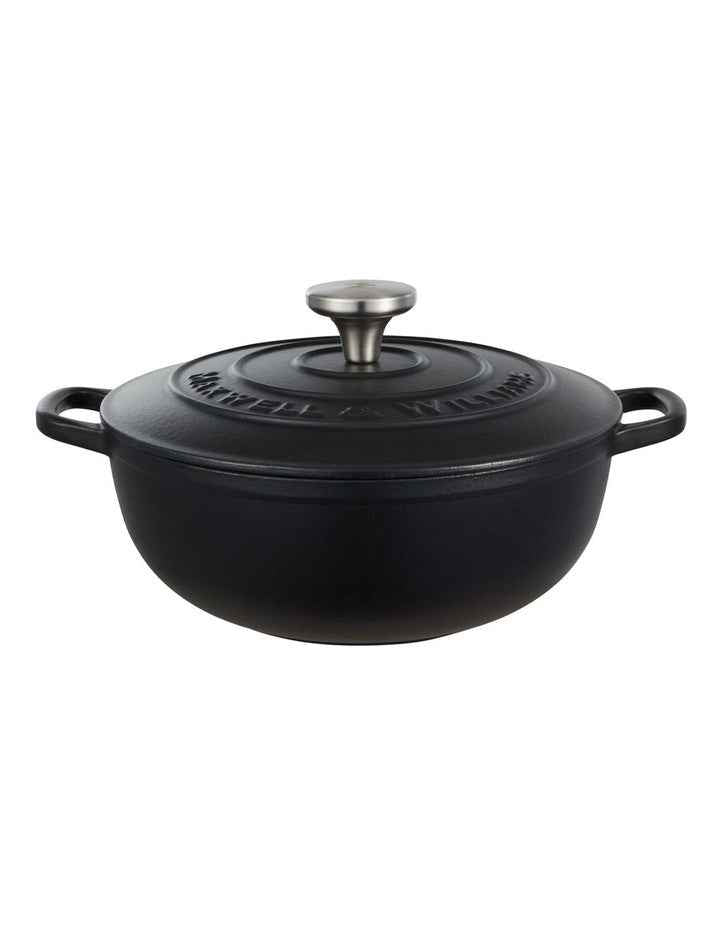 Cast Iron Round Casserole 24cm/3.3L in Black