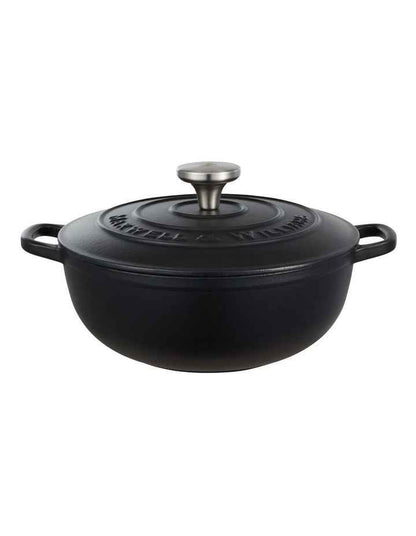 Cast Iron Round Casserole 24cm/3.3L in Black