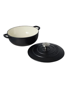 Cast Iron Round Casserole 24cm/3.3L in Black