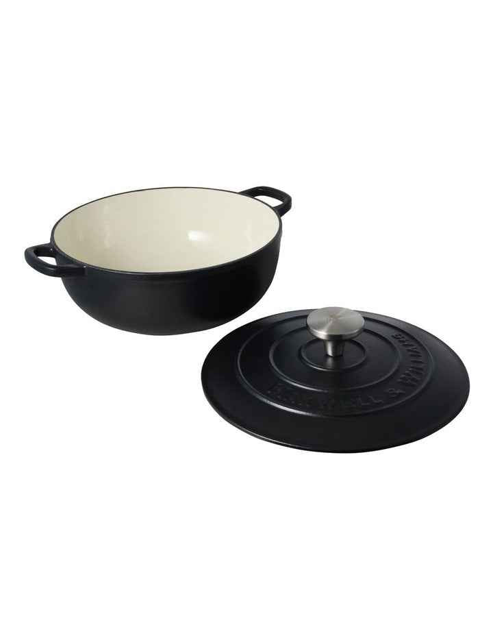 Cast Iron Round Casserole 24cm/3.3L in Black