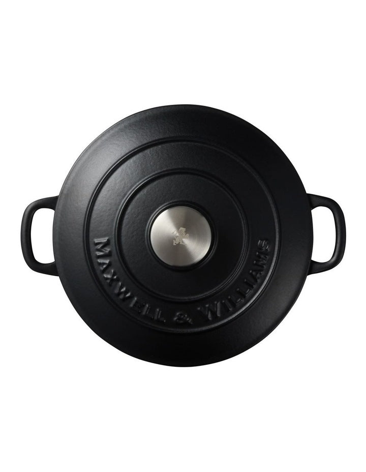 Cast Iron Round Casserole 24cm/3.3L in Black
