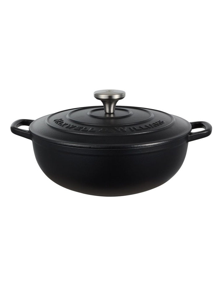 Cast Iron Round Casserole 26cm/4L in Black