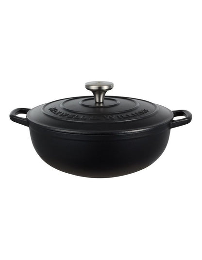 Cast Iron Round Casserole 26cm/4L in Black