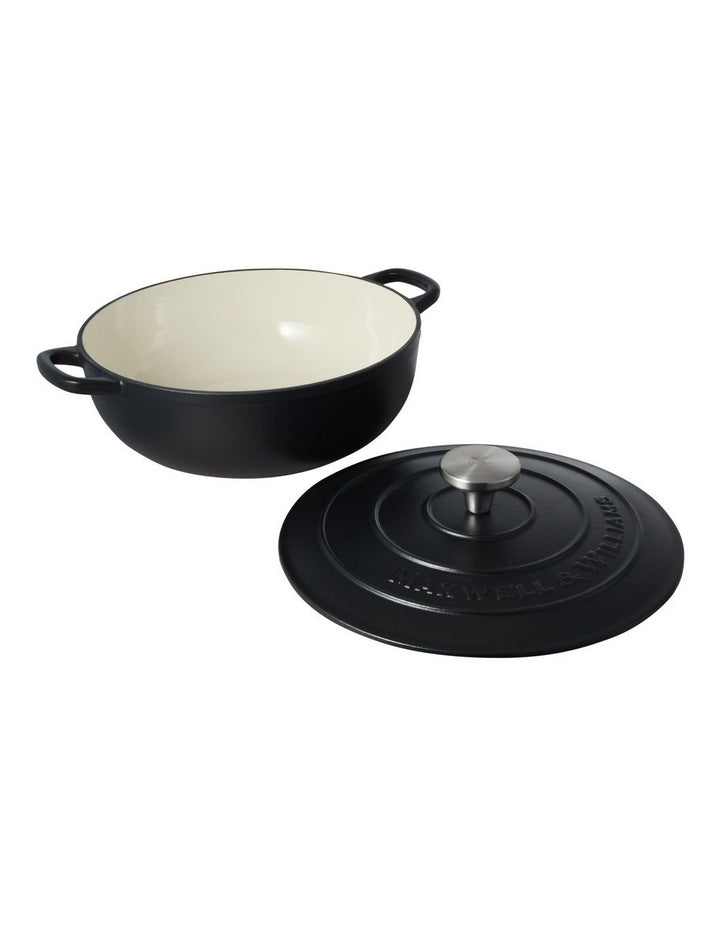 Cast Iron Round Casserole 26cm/4L in Black