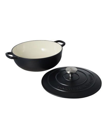 Cast Iron Round Casserole 26cm/4L in Black