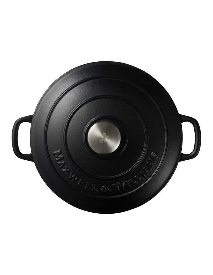 Cast Iron Round Casserole 26cm/4L in Black