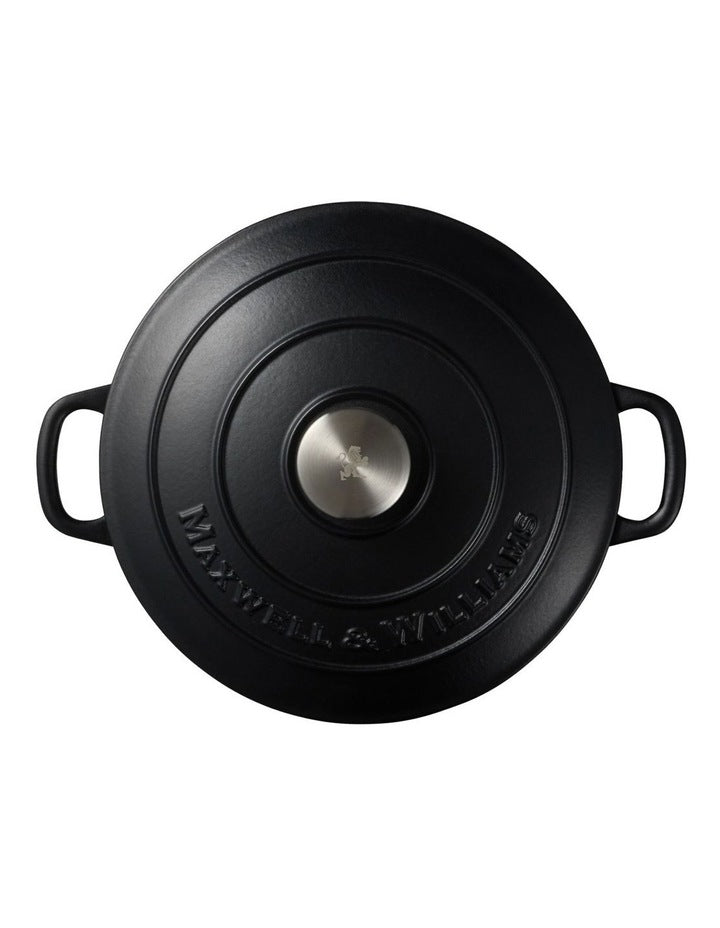 Cast Iron Round Casserole 26cm/4L in Black