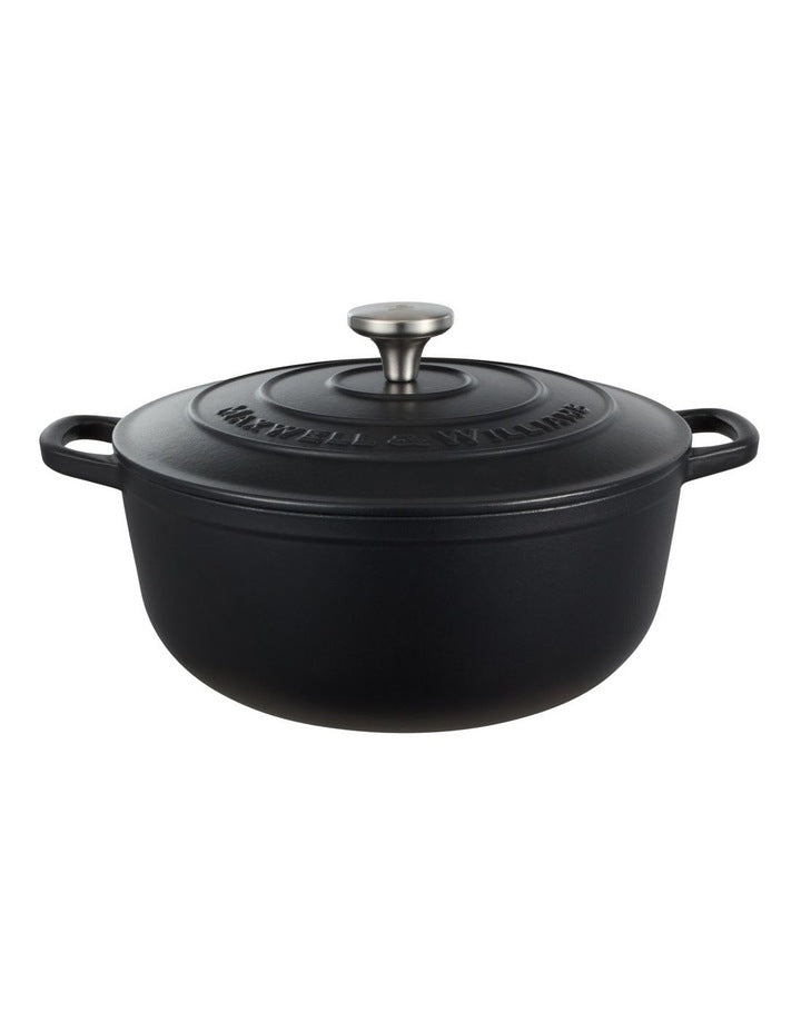 Cast Iron Round Casserole 28cm/6.2L in Black